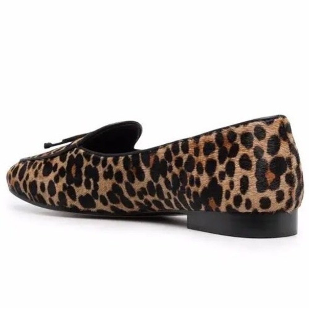 Kate Spade Devi Leopard Haircalf Loafers Pointed Toe Bow Flats Sz 6B NEW - Picture 4 of 11